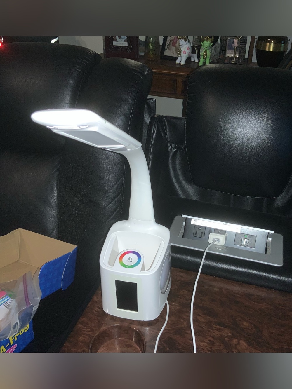 White LED Desk Lamp with Touch Color Ring and Organizer